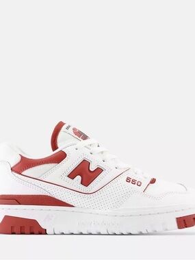 New Balance Kids White and Red Sneakers 550